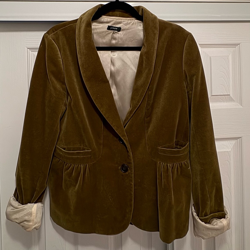 JCrew Women's Olive Velvet Blazer